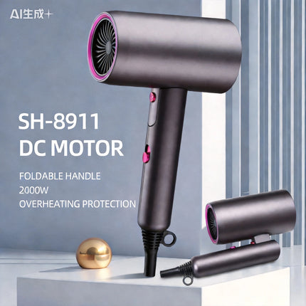 Portable Hair Dryer Hot Cold Wind Air Brush Hairdryer Negative Lonic Blow Dryer Strong PowerDryer Salon Tool 2000W