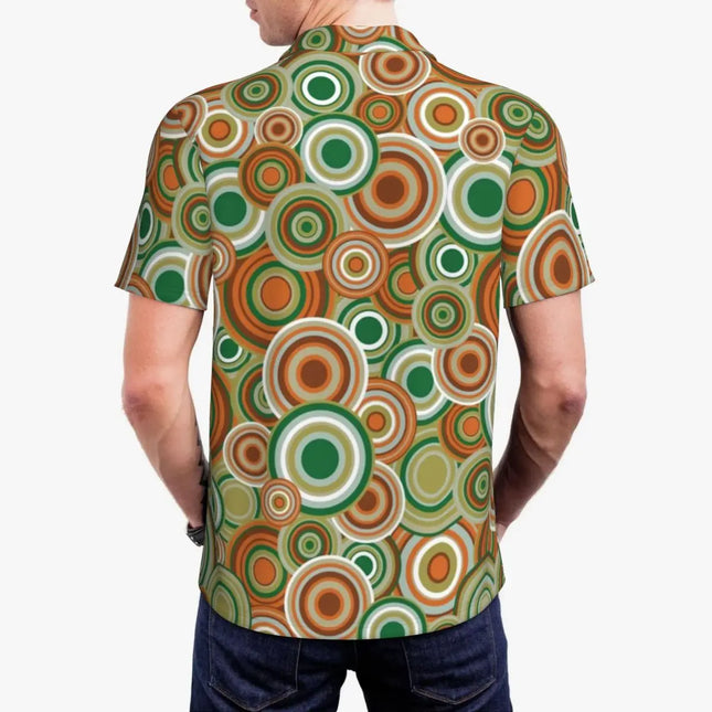 Vintage 70s Circles Casual Polo Shirts Psychedelic Pattern T-Shirts Short Sleeve Shirt Daily Fashion Tops Gift Clothing