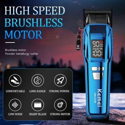 Kemei Hair Clipper 9000 RPM Professional Trimmer Adjustable Brushless Motor Haircut Machine Electric Trimmer for Men KM-2796