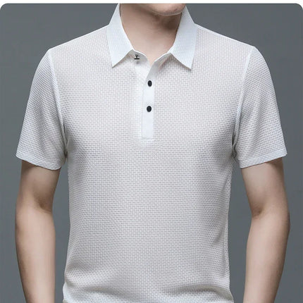 Brand Clothes Summer New Men's Short Sleeve T-shirt Ice Silk Cool and Breathable POLO Shirt Business Casual Sweat-absorbing Top