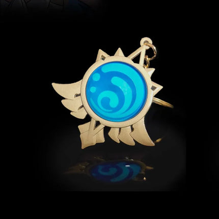New Teyvat Vision Fontaine Water God Focalors Lyney and Lynette Keychain Luminous 7 Element Eye Of Original God Toy KeyRing