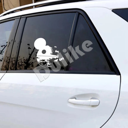 Space Sci-fi Vinyl Car Sticker Mickey Death Star Silhouette Laptop Decals SciFi Fantasy Wall Stickers Boys Room Decor Mural Art