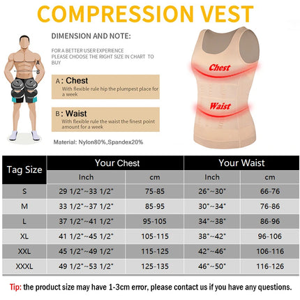 Men Slimming Body Shaper Chest Compression Shirts Tummy Control Shapewear Abdomen Slimming Vest Waist Trainer Corset Tank Top