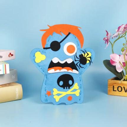 DIY Sewing Halloween Hand Puppet Non-woven Craft Kit for Kids Role Play Pirate Monster Handmade Doll Halloween Party Favor Gifts