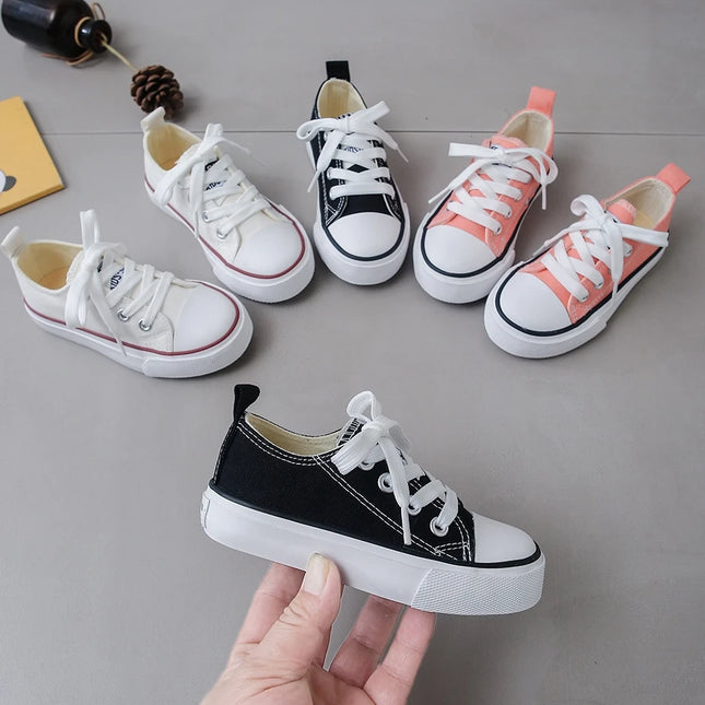 Children's Fashionable Spring and Autumn Breathable Canvas Shoes with Soft Soles for Boys and Girls, Versatile