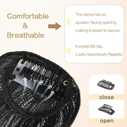 Synthetic  Slanted Bangs Short Brown Black Fake Hair Fringe Extension Clip in Hairpieces Accessories for Women Girl