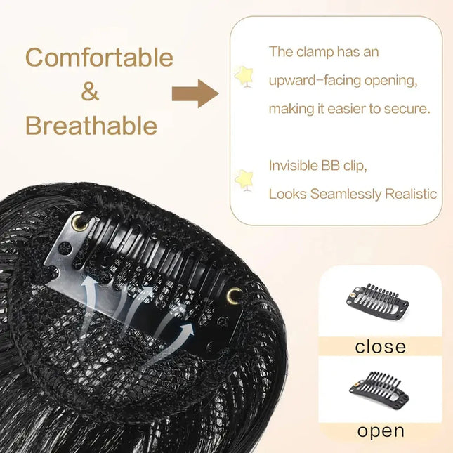Synthetic  Slanted Bangs Short Brown Black Fake Hair Fringe Extension Clip in Hairpieces Accessories for Women Girl