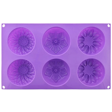 Silicone Soap Molds 6 Cavities Flower Silicone Molds for Homemade Craft Soap Mold Cake Mold / Chocolate Mold ＆ Ice Cube Tray