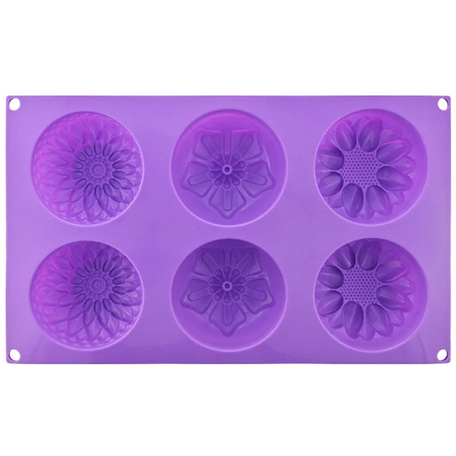 Silicone Soap Molds 6 Cavities Flower Silicone Molds for Homemade Craft Soap Mold Cake Mold / Chocolate Mold ＆ Ice Cube Tray