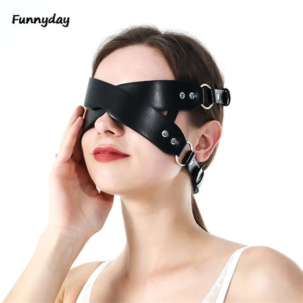 Sexy Eye Mask With Cross Blindfold Cosplay PU Leather Harness Mask Masquerade Party Halloween Festival Sex Toys For Women