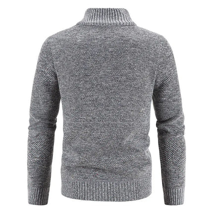 Men's Thickened Woolen Cardigan Coat Zipper Collar Knitted Sweater Autumn Winter New Style Fashion Urban Youth Casual Knitwear