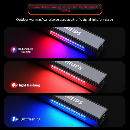 Philips New Flashlight 600LM Supports 3 Type Dimming UV light, Red Laser, 365nm Purple Light, COB,Magnetic Function with a Clip