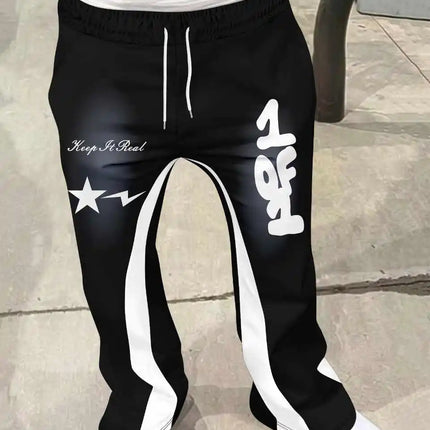 Y2k Flared Pants Men Loose 3D Print Trousers Casual Sweatpants Mid Waist Sporty Female Clothes Streetwear Hip Hop Vintage Pants