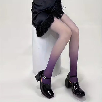 Women Y2K Gothic Gradient Tights Sexy Push-Up Nylon Pantyhose For Kawaii Lolita Stockings Cute
