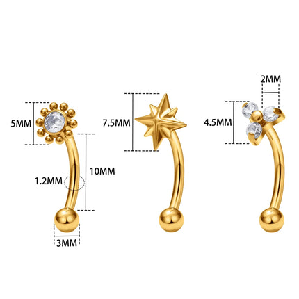 G23 Titanium ASTM-F136 Piercings Eyebrow Internal thread Eyebrow Piercings Body Jewelry For Women zircon Earring