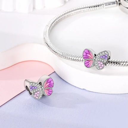 Charm 925 Sterling Silver Pink Pendant Charm Fit Original Charm Bracelet Necklace Beads DIY Jewerlry Accessories