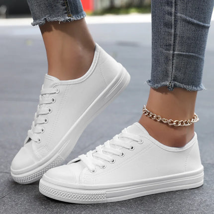 Low-Top Canvas Shoes for Women Spring 2025 Trendy Versatile Student Couple Cloth Shoes White Sneakers Plastic Sole Adult Footwear