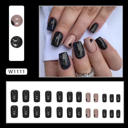 Fresh Flower 24 Pcs Press on Nails Pink Nail polish Glossy Artificial Finger Manicure Reusable False Nails for Women