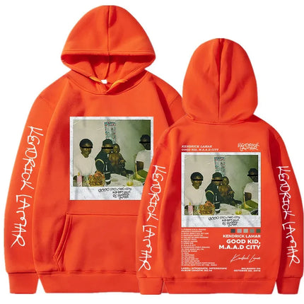 Hip Hop Men Women's Hoodie Rapper Kendrick Lamar Good Kid Album Graphic Printed Hooded Sweatshirts Fashion Pocket Streetwear