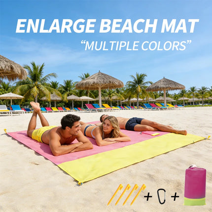 Double-color beach blanket, large size, waterproof and sand-proof picnic mat for 2-3 adults, lightweight travel camping hiking b