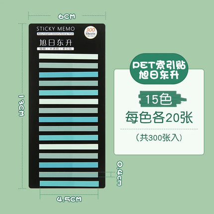300Pcs Color Translucent Strips PET Index Sticker Note Highlight Mark Stickers Subjects Bookmarks Student Stationery Sticky Note