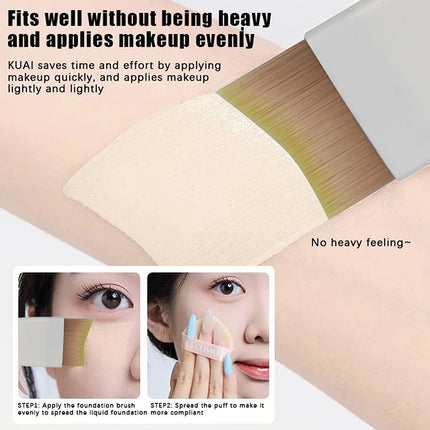 1PCS Professional Ultra-Thin One-Line Foundation Brush Crescent-Shaped Short Handle Soft Bristle Mask Brush