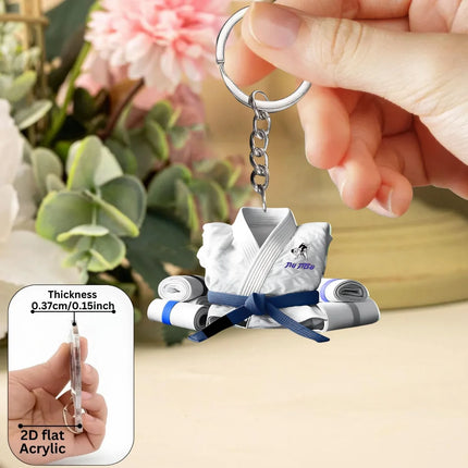 2D Judo Suit Keychain Jiu-Jitsu Themed Pendant Flat Acrylic Ornament Charms Karate Hanging Decoration for Bag Party Festive Gift
