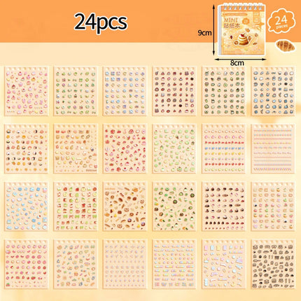 Cartoon Mini Sticker Book Tiny Pet Food Stickers Book Children Girls Nail Sticker Decor DIY Notebook Scrapbook Planner Decals