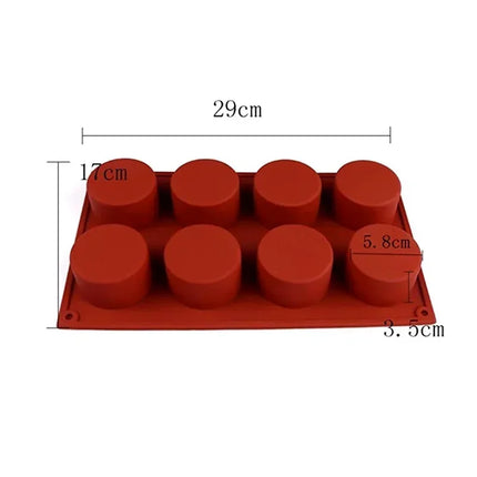 New 6 Cavity Cylinder Silicone Cake Mold For Cookies Making 3D Handmade Kitchen Reuse Baking Tools Decorating Mousse Mould