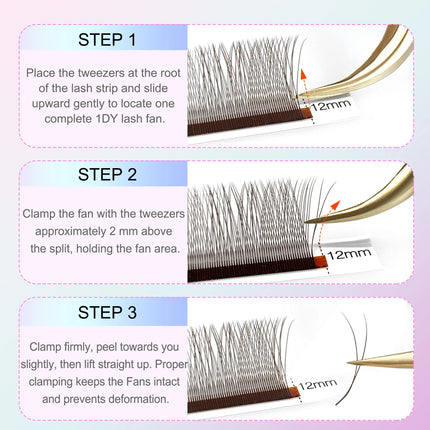 CoMango Mix 8-12/8-15mm Brown Eyelash Extension 2D V Shape False Lash Premade Fans Soft Light Natural Eyelash Makeup