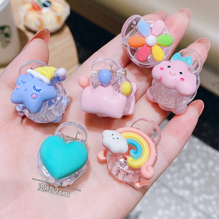 6PCS/Set Kids Cartoon Cute Hair Claw Mini Korean Princess Girl Hair Clips Kids Bangs Clips Headwear for Girl