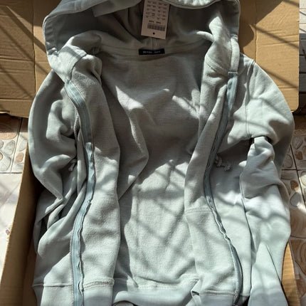 Mint Green Sweet Zip-up Hoodie Woman Autumn Zipper Drawstring Hooded Long Sleeve Cotton Sport Sweatshirt Slim Hoodies Y2k Tops