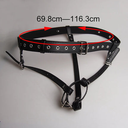 Leather Vibrator Harness Chastity Strap,BDSM Chastity Forced Orgasm Belt,Vibrating Wand Bondage Restraints,Sex Toys for Couples