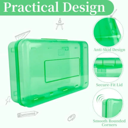 Pencil Box, Pencil Case, Large Capacity Plastic Hard Pencils Case Crayon Box with Snap-Tight Lid Stackable for Adult Student Pe