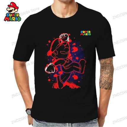 Super Mario T-shirts Parent-child Wear Fashion 2026 Summer Men's Children's T-Shirt Oversize Anime Tops Quick Dry Streetwear Y2k