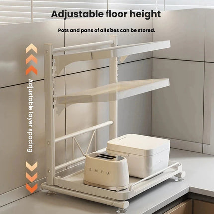 AILIHU Multi-Purpose Kitchen Storage Shelf Adjustable Microwave Stand with Pull-Out Tray Expandable Countertop Organizer Rack