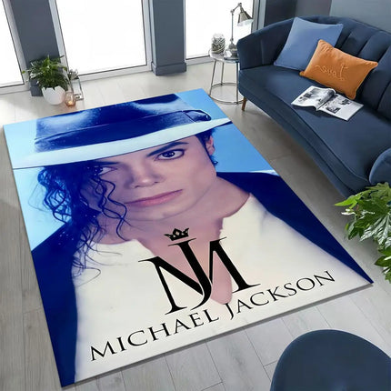 Fashion MJ Michael Jackson King of Pop Art Rug for Bedroom Living Room Sofa Home Doormat Decor, Large Kids Non-slip Floor Mat