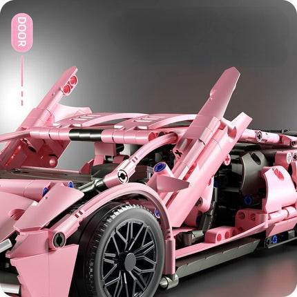 1299 PCS Tech 1:14 Pink Racing Sports car building blocks Assemble brick car toys for girls birthday presents Christmas presents