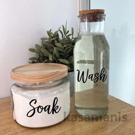 4Pcs Laundry Room Organisation Jar Bottle Label Vinyl Sticker Decals Washing Powders Stain Remover Labels Decal