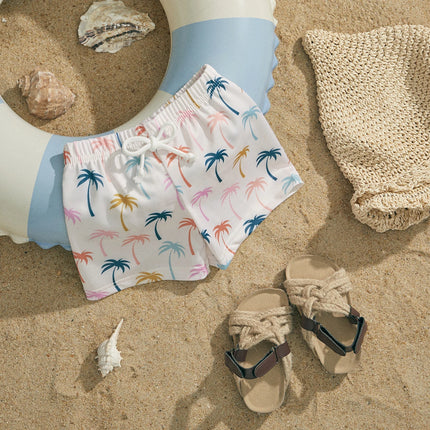 ma&baby 6M-4Y Infant Toddler Kid Baby Boy Swimsuit Animal Shell Coconut Tree Print Shorts Children Beachwear Bathing Suit