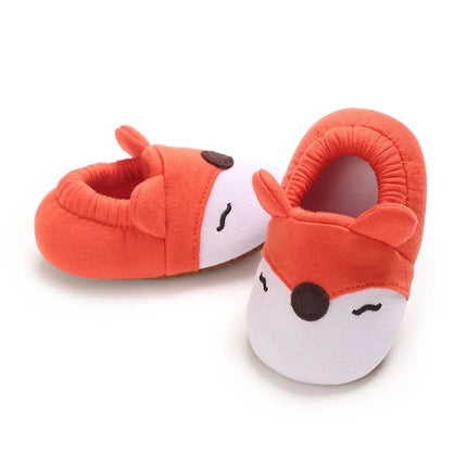 Cartoon Animal Pattern Newborn Baby Shoes Boys Girls 0-18M Slippers Soft Sole Non-slip Crib First Walker Winter Warm Booties