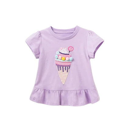 Short Sleeved T-shirt for Girls' Clothing, Loose Summer New Style, European and American Small and Medium-sized Girls' T-shirt