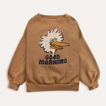 Children's Spring Autumn Hoodie Cartoon Print Unisex Sweatshirt European Style Top for Boys And Girls