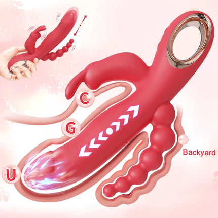 3 In 1 Dildo Rabbit Vibrator for Women G-Spot Orgasm Masturbator Anal Plug Clitoris Stimulator Female Masturbation Sex Toys 18+