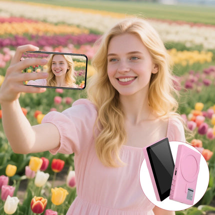 Wireless Magnetic Self Monitor Screen for Using Phone Rear Camera for Phone Selfie Mirroring Vlog Live Stream Video Recording