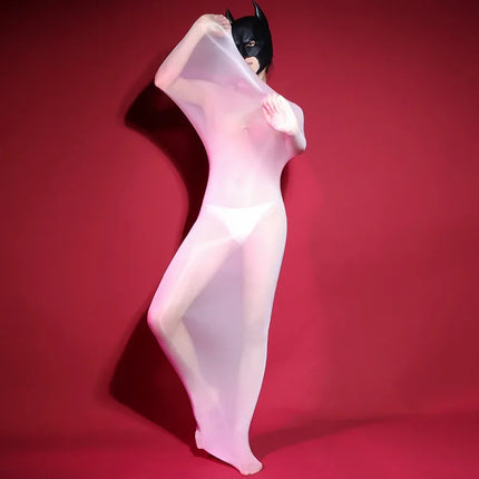 Oil Shiny Bodysuits Ultra Thin Transparent Underwear Glossy Bodystockings Women Sexy Lingerie