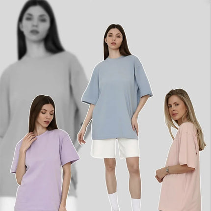Botvotee 21 Colors Ins Fashion Summer Oversized Basic Solid T-Shirts for Women 100% Cotton White Black Pink T-shirt Casual Tops
