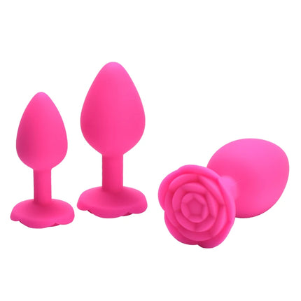Silicone Butt Plug Anal Plug Women Toys Flower Sex Stopper 3 Sizes Adult Toys Anal Toy for Men Women Anal Trainer for Couples