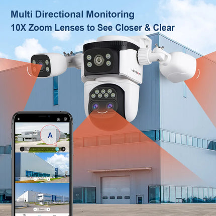 LS VISION 20MP 10X Zoom Three Screens WiFi IP Camera Wireless Outdoor 10K Four Lens PTZ Human Auto Tracking Surveillance Cameras