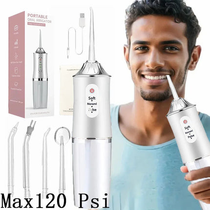 Portable Cordless Dental Water Irrigator Flosser Waterproof Travel Rechargeable 4 Modes Ipx7 Oral Teeth Irrigador Irrigation
